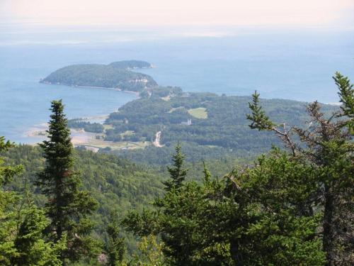 image of water in the distance and peninsula in Cape Breton