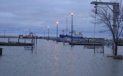 image of water covering docks in harbour