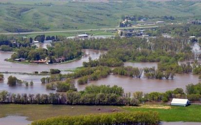 image of river overrunning its banks