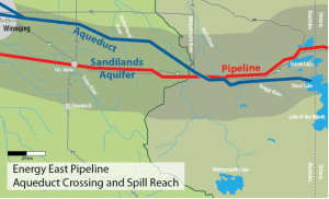 Energy East Pipeline Map through Mantioba, courtesy of MEJC